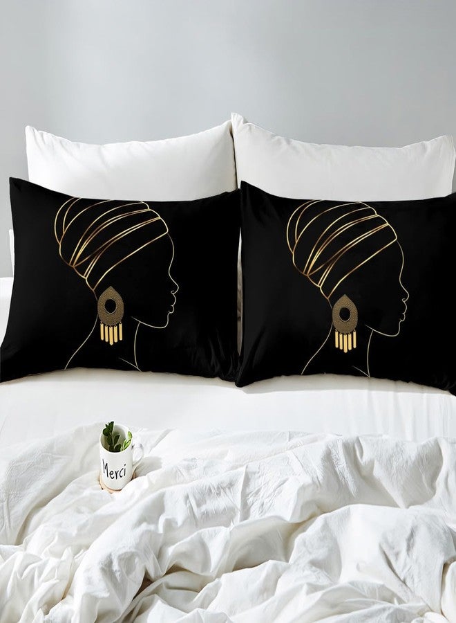 Feelyou Black Women Comforter Cover Set Ethnic Afro African Bedding Set Traditional Exotic Duvet Cover Set Tribal Quilt Cover 1 Duvet Cover with 2 Pillowcases Queen - Image 4