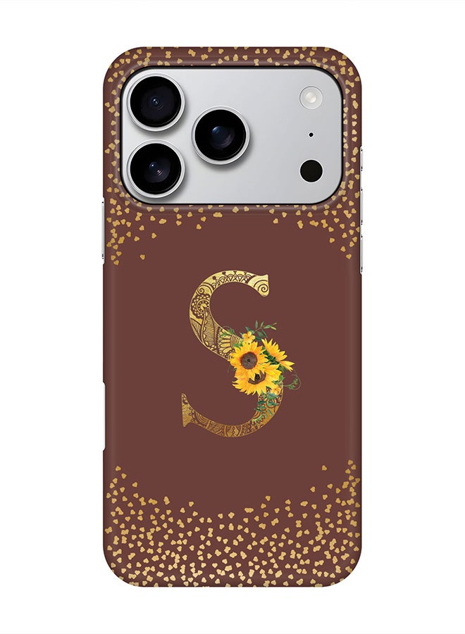 Stylizedd For iPhone 17 Pro,Case, [Compatible with MagSafe] Magnetic cover Slim fit Protection Matte, - Custom Floral Monogram - S  (Brown )