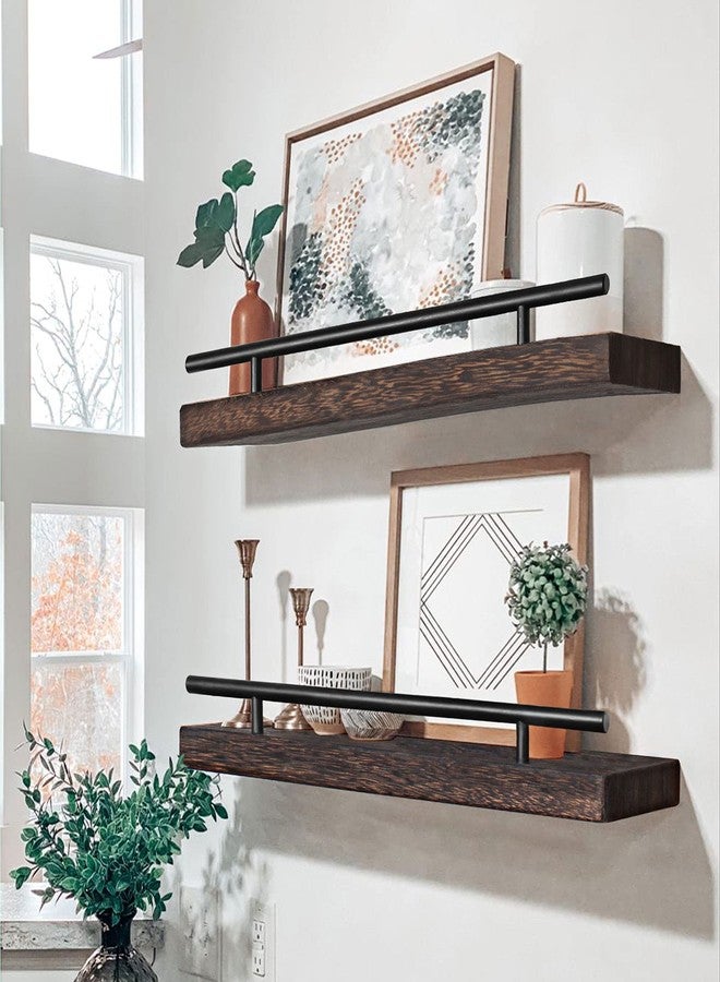 AKKO Floating Shelves for Wall, Set of 2 Rustic Wood Wall Mounted Storage Shelves, Perfect Home Decor for Bathroom, Farmhouse, Kitchen, Bedroom and Living Room - Image 5