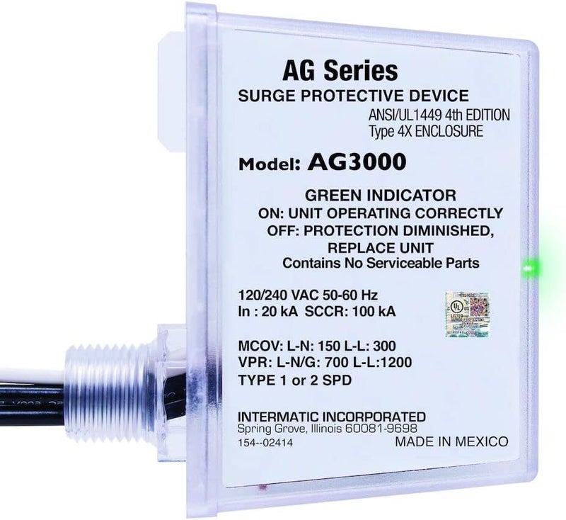 Intermatic AG3000 120/240 VAC Universal HVAC Surge Protective Device - Advanced Surge Protection, TPMOV Tech, Watertight Enclosure - UL Listed for Reliable Safety - Image 1