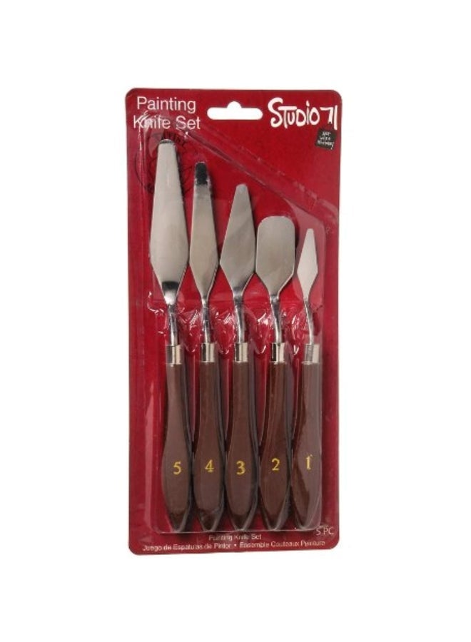 NIBEMINENT 5-Piece Painting Knives Set Brown/Silver - Image 2