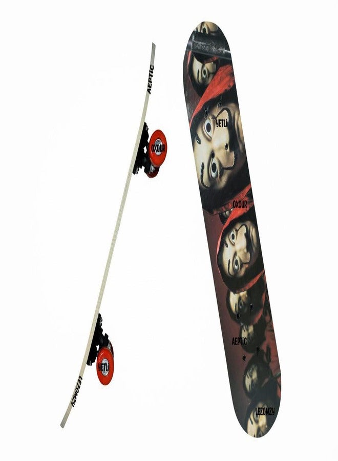 EYESIGN Skateboard 24"x 6" Double Kick Concave Complete Skate Board 9 Layer Plywood Deck Standard Skateboards for Kids Boys Girls Beginners Teens Adult- (Joker Print) - Image 1