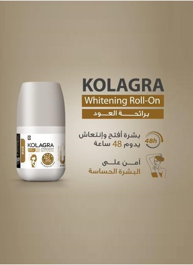 كولاجرا - مزيل العرق رول اون وايتنينج 2*1 عود 60 مل عبوة 1+1 - Image 1