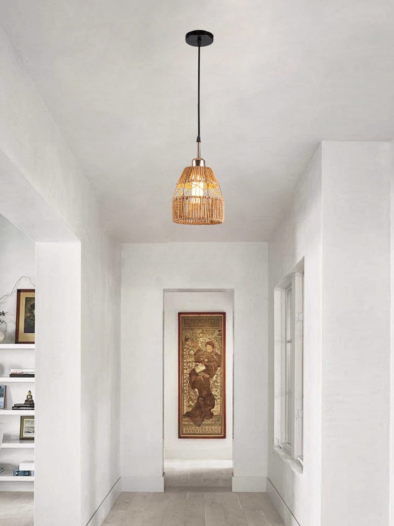 Best Power Traditional rope pendant chandelier | Classic pendant light with E27 bulbs | 16 cm wide with an 80 cm adjustable cord | Rustic ceiling light | Model 6308-1 - Image 2