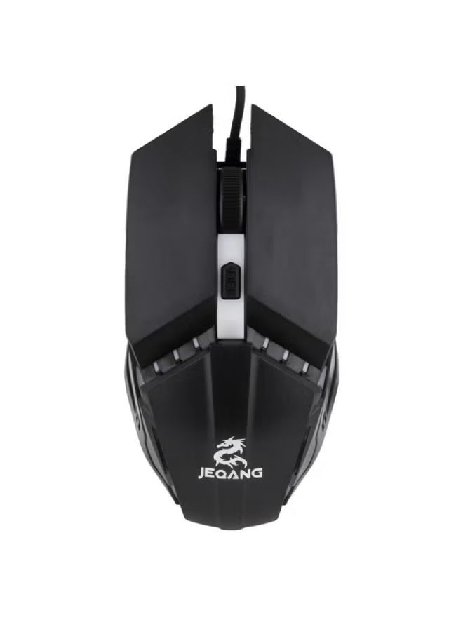 JEQANG - Mechanical Feel Keyboard and Optical Gaming Mouse Set – High-Performance Gaming Bundle – Responsive Mechanical Keyboard with Customizable RGB Backlighting + Precision Optical Gaming Mouse for Ultimate Control and Comfort – Ideal for Gamers and Professionals - Image 1