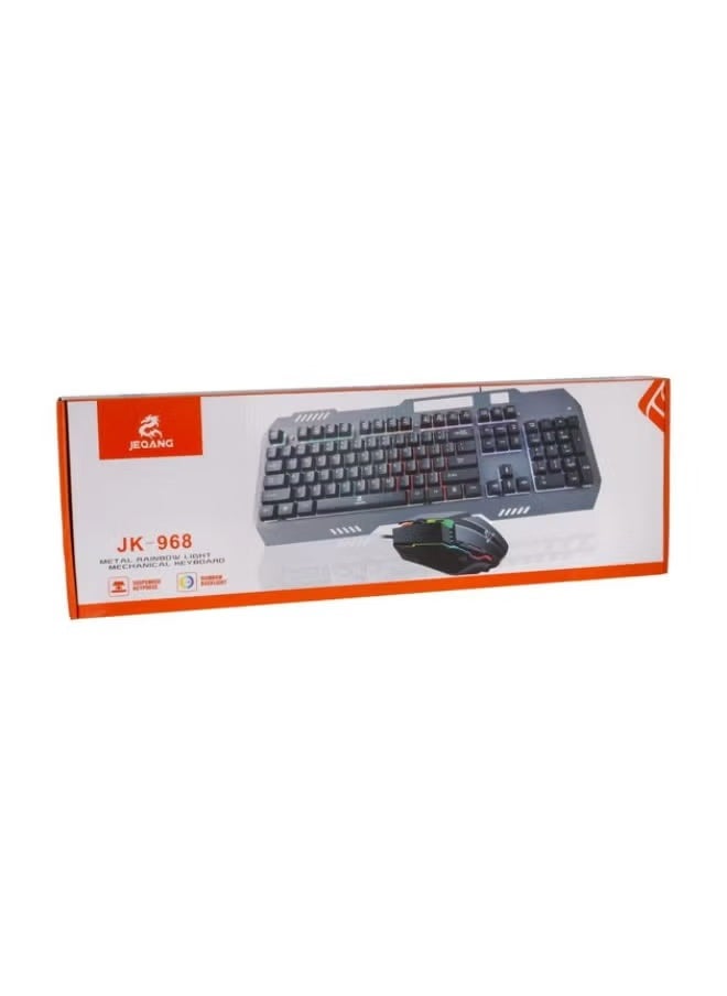 JEQANG - Mechanical Feel Keyboard and Optical Gaming Mouse Set – High-Performance Gaming Bundle – Responsive Mechanical Keyboard with Customizable RGB Backlighting + Precision Optical Gaming Mouse for Ultimate Control and Comfort – Ideal for Gamers and Professionals - Image 1