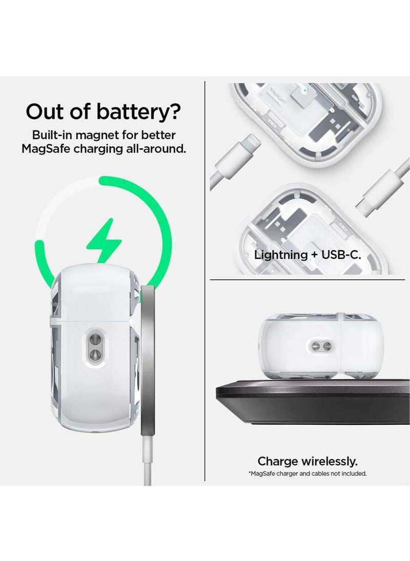 Spigen - Ultra Hybrid MagFit Airpods Pro 2 Case Cover with MagSafe 2023 / 2022 (USB-C / Lightning) 2nd Generation with Carabiner - Zero One - Image 1