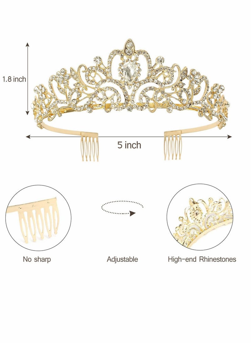 واي آند دي Birthday Crowns, Tiaras and Crown for Women, Tiara Women Queen, Sash Rhinestone Queen with Girl Sash, Princess Tiara, Golden - Image 4