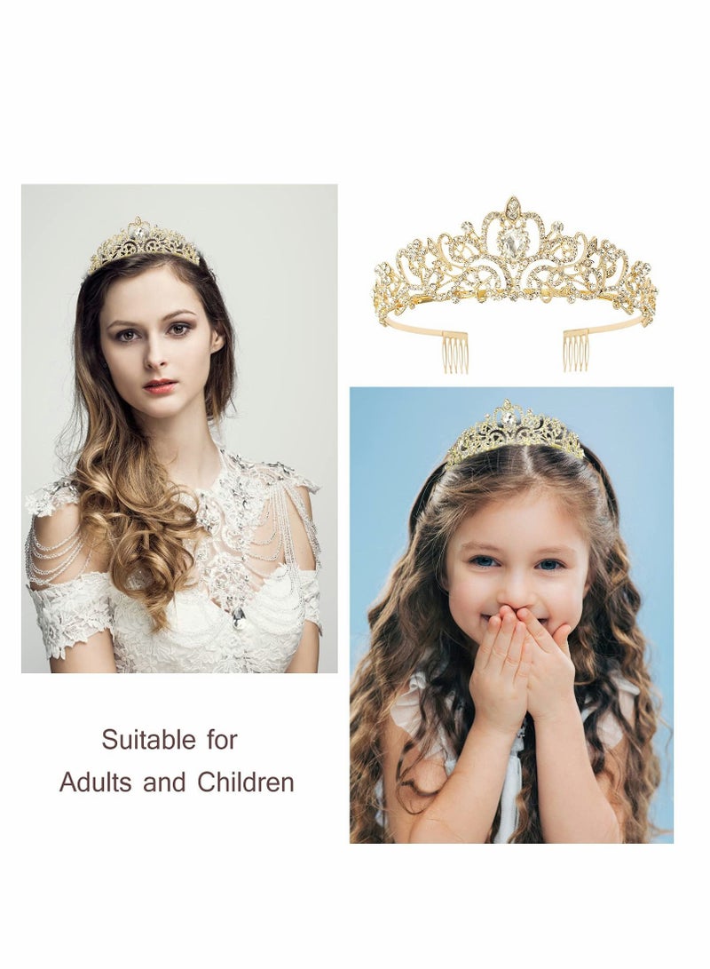 واي آند دي Birthday Crowns, Tiaras and Crown for Women, Tiara Women Queen, Sash Rhinestone Queen with Girl Sash, Princess Tiara, Golden - Image 2