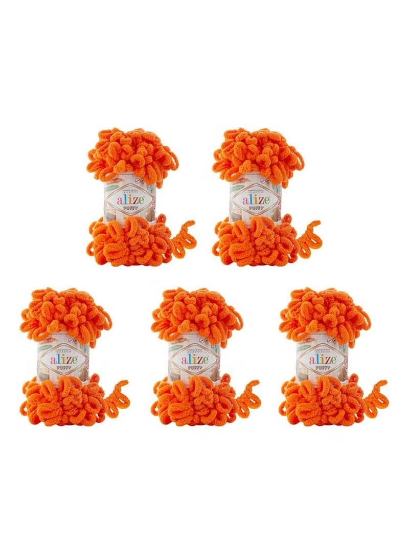 5 Pcs Alize Puffy 766 Micropolyester Hand Knitting Yarn For Blanket