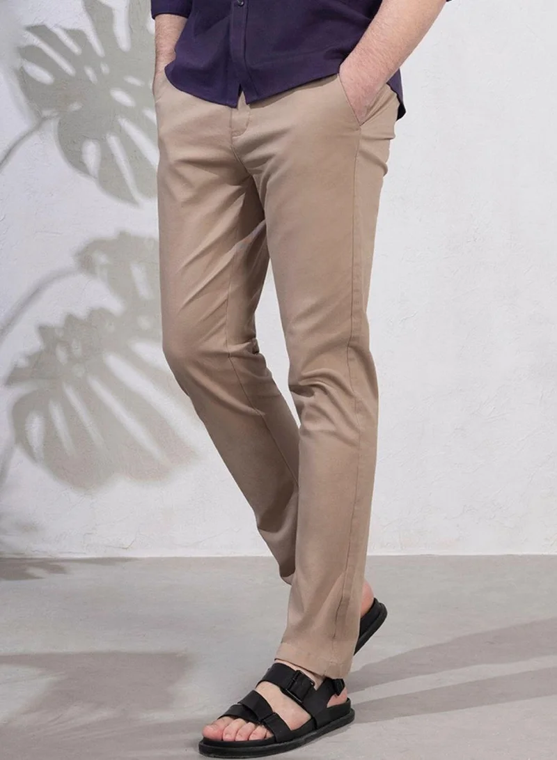 جيوردانو بنطلون رجالي كاكي قطن مطاطي