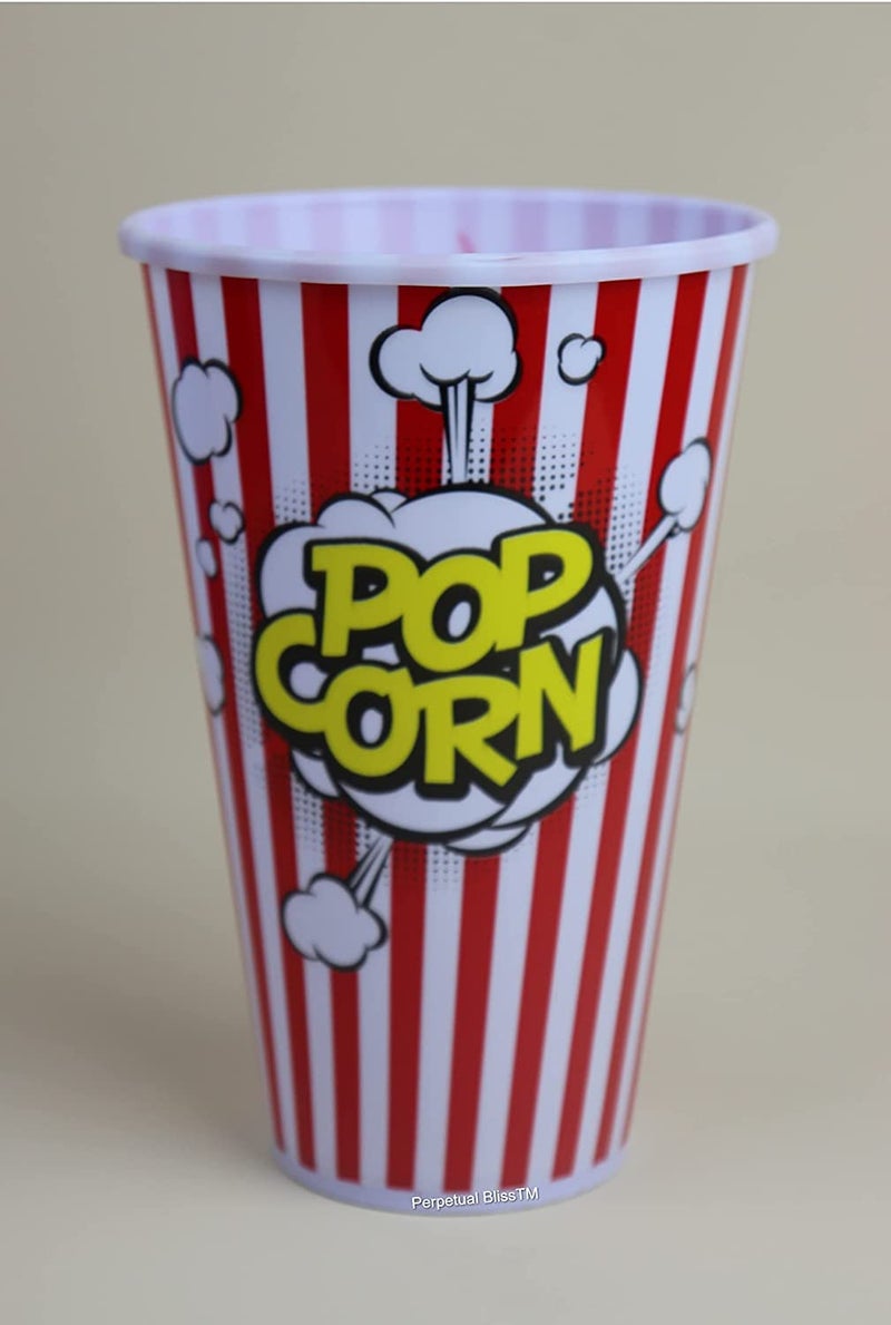 Tickles Tickles Popcorn Paper Bucket BowlsFamily Movie Theater Snack ContainersReusable Parties Disposable for Kids Boys GIrls Color Blue Red Set of 4  - Image 3
