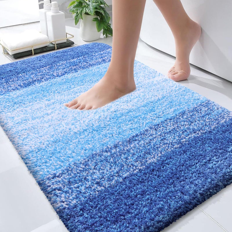 OLANLY Bathroom Rugs Mat 30x20 Extra Soft Absorbent Microfiber Bath Rugs Rubber Backing Quick Dry Washable Bath Mats for Bathroom Floor Tub and Shower Home Decor Accessories Light Royal Blue