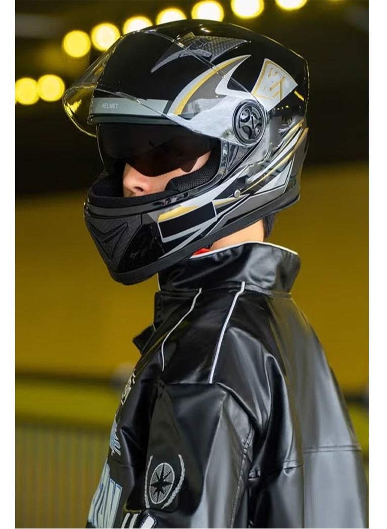 خوذة للدراجات النارية - خوذة كاملة الوجه حاصلة على شهادة 3C - تصميم للدراجات النارية والقاطرات الكهربائية - معدات أمان لركوب الدراجات النارية في جميع المواسم للرجال والنساء - Image 2