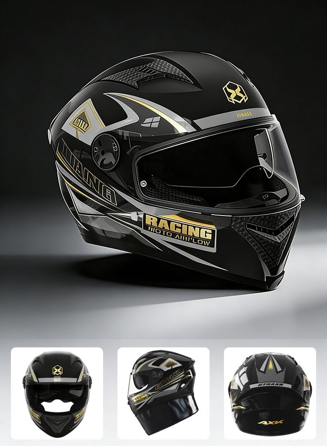 Helmet for Motorbikes - Full Face Helmet with 3C Certification - Electric Motorbike & Locomotive Design - All-Season Riding Safety Gear for Men & Women - Image 1