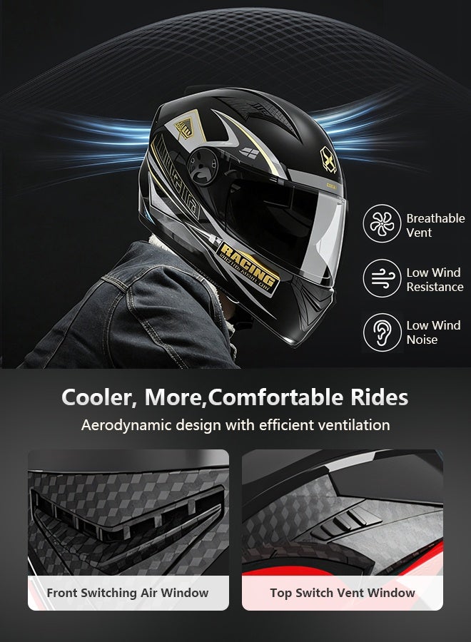 Helmet for Motorbikes - Full Face Helmet with 3C Certification - Electric Motorbike & Locomotive Design - All-Season Riding Safety Gear for Men & Women - Image 2