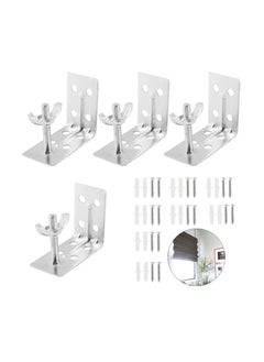 Generic 4 Pcs Corner Braces, Silver L Brackets for Mounting Shade, Wall Mount Angle Connector Brackets for Wood Bamboo Shelf, Wardrobes, Cabinets with Screws  - Image 1