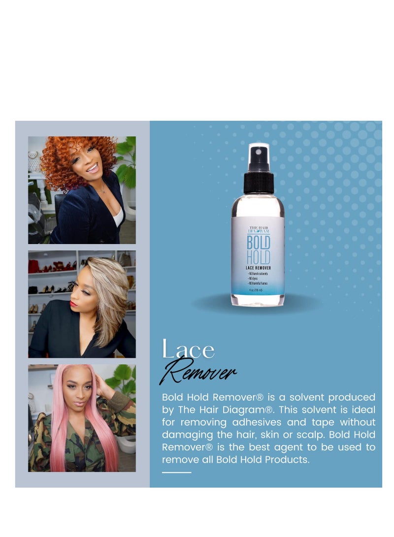The Hair Diagram The Hair Diagram - Bold Hold Lace Remover - Bond Release Spray - Residue Removal Solution For Wigs, Extensions, & Hair Systems - Tape & Lace Glue Remover - NO Harsh Solvents, Dyes, Harmful Fumes - 4oz - Image 3