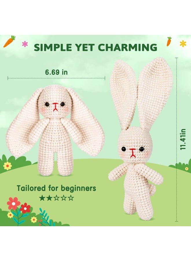 Crochetta طقم كروشيه للمبتدئين، طقم كروشيه للمبتدئين مع دروس فيديو خطوة بخطوة، طقم كروشيه للمبتدئين لوازم الحياكة للبالغين والأطفال، أرنب كروشيه (40%+ خيوط) - Image 5
