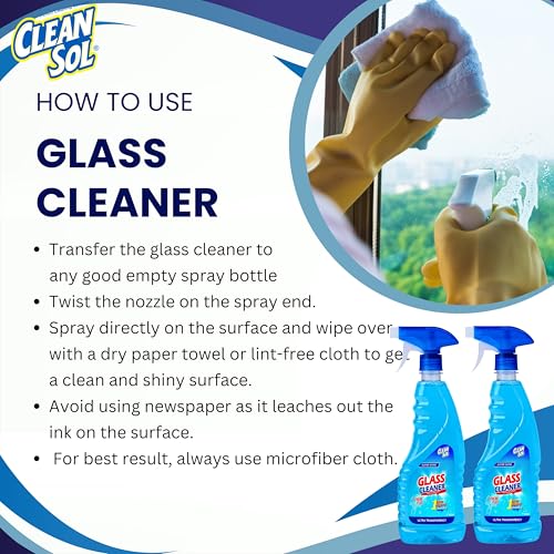 Cleansol Glass Cleaner Liquid Spray - 500 ml (Pack of 2 × 500 ml) | Multi Surface Glass Cleaner (Pack of 2) - Image 5