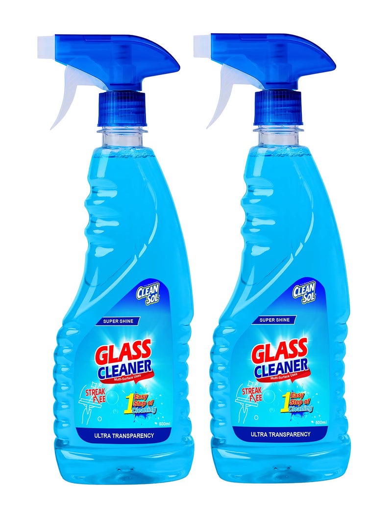 Cleansol Glass Cleaner Liquid Spray - 500 ml (Pack of 2 × 500 ml) | Multi Surface Glass Cleaner (Pack of 2) - Image 1