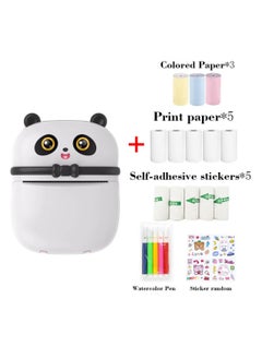 Mini Pocket Panda printer Bluetooth Wireless Smart Printer with Android APP (including a roll of paper)+3 colored papers+5 stickers+5 regular papers+colored pens+random stickers * 1