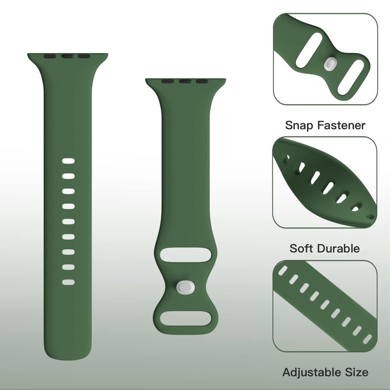 STG Sport Watch Band Compatible with Apple Watch Band 38mm 40mm 41mm 42mm 44mm 45mm, Soft Silicone Replacement Sport Strap Compatible for iWatch SE Series 7/6/5/4/3/2/1 (42mm/44mm/45mm, Clover) - Image 4