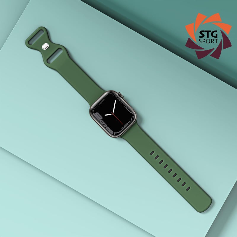 STG Sport Watch Band Compatible with Apple Watch Band 38mm 40mm 41mm 42mm 44mm 45mm, Soft Silicone Replacement Sport Strap Compatible for iWatch SE Series 7/6/5/4/3/2/1 (42mm/44mm/45mm, Clover) - Image 3