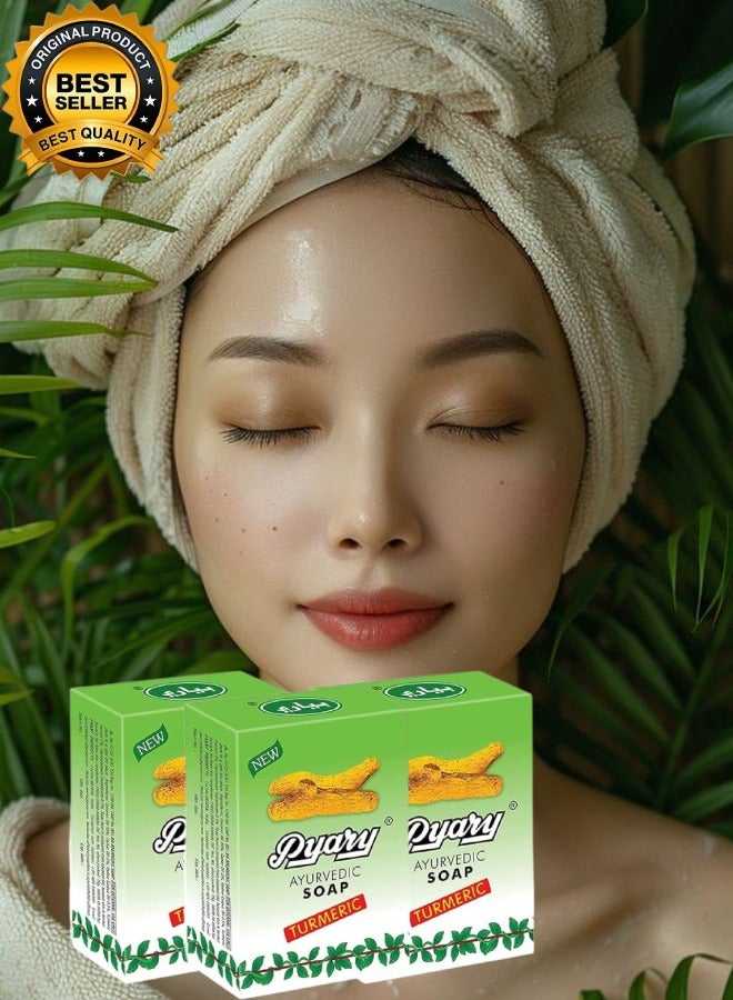 Pyary 3 Pieces Ayurvedic Turmeric Soap 75gram - Image 1
