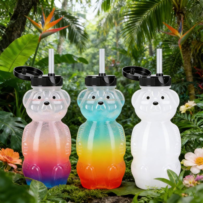 GOWENIC 230ml Bear Straw Cups Leak Proof Wide Base Drinking Bottles for Water Juice Milk 3 Pack - Image 5