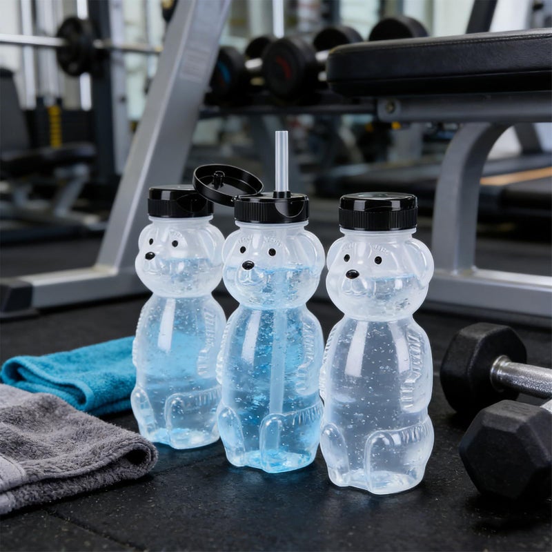 GOWENIC 230ml Bear Straw Cups Leak Proof Wide Base Drinking Bottles for Water Juice Milk 3 Pack - Image 3
