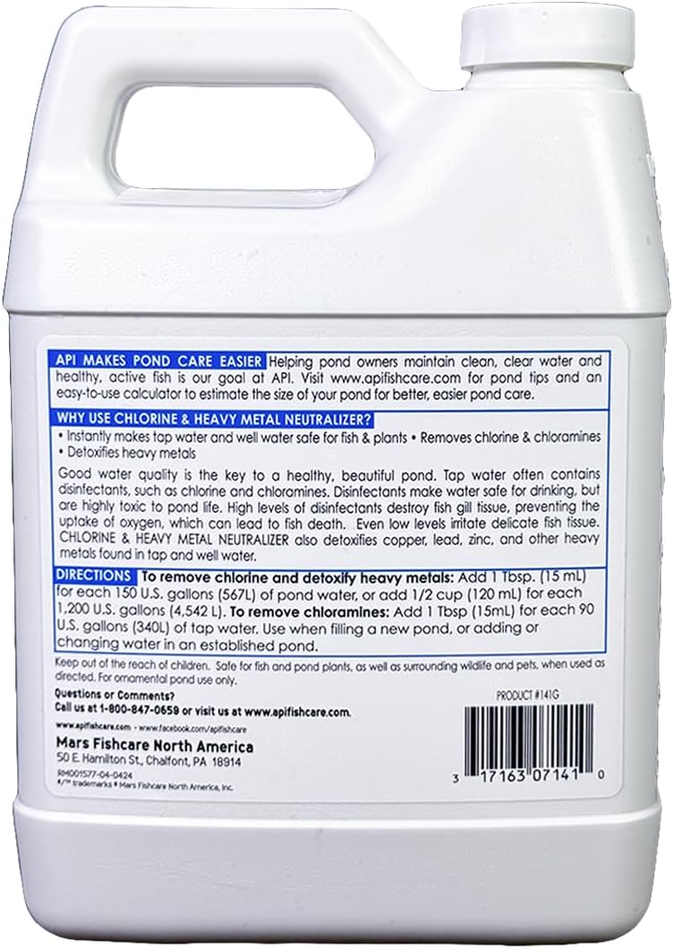 API Pondcare Chlorine and Heavy Metal Neutralizer - 32 Ounce Bottle for Safe Pond Water - Image 2