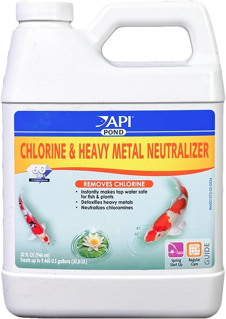 API Pondcare Chlorine and Heavy Metal Neutralizer - 32 Ounce Bottle for Safe Pond Water - Image 1
