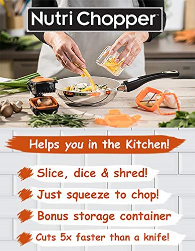 Nutrichopper with Fresh-keeping container Vegetable Chopper Onion Egg Slicer - Slices Cubes Wedges Multi-purpose Food Stainless Steel Blades Veggie As Seen On TV Set of 2 - Image 4