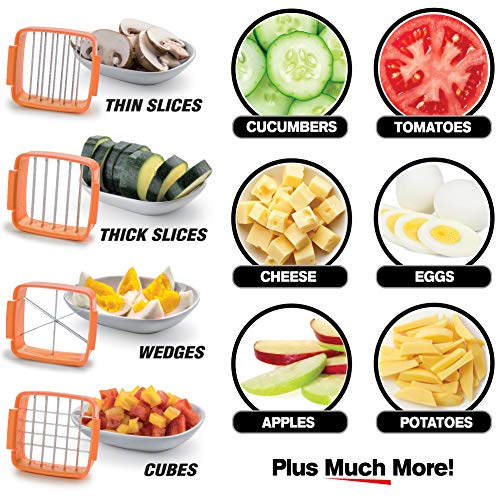 Nutrichopper with Fresh-keeping container Vegetable Chopper Onion Egg Slicer - Slices Cubes Wedges Multi-purpose Food Stainless Steel Blades Veggie As Seen On TV Set of 2 - Image 5