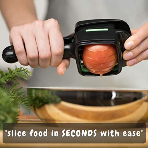 Nutrichopper with Fresh-keeping container Vegetable Chopper Onion Egg Slicer - Slices Cubes Wedges Multi-purpose Food Stainless Steel Blades Veggie As Seen On TV Set of 2 - Image 3