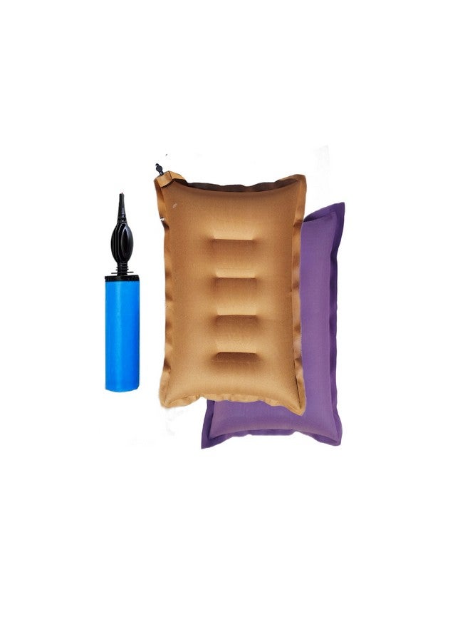RAV Cotton Fabric Travelling Pillow with air Pump. Lightweight, Portable, Washable, Suitable for All Best Home, Office, Airplane, and Cars Camping Color- Multi Color.Pack of 2 - Image 1