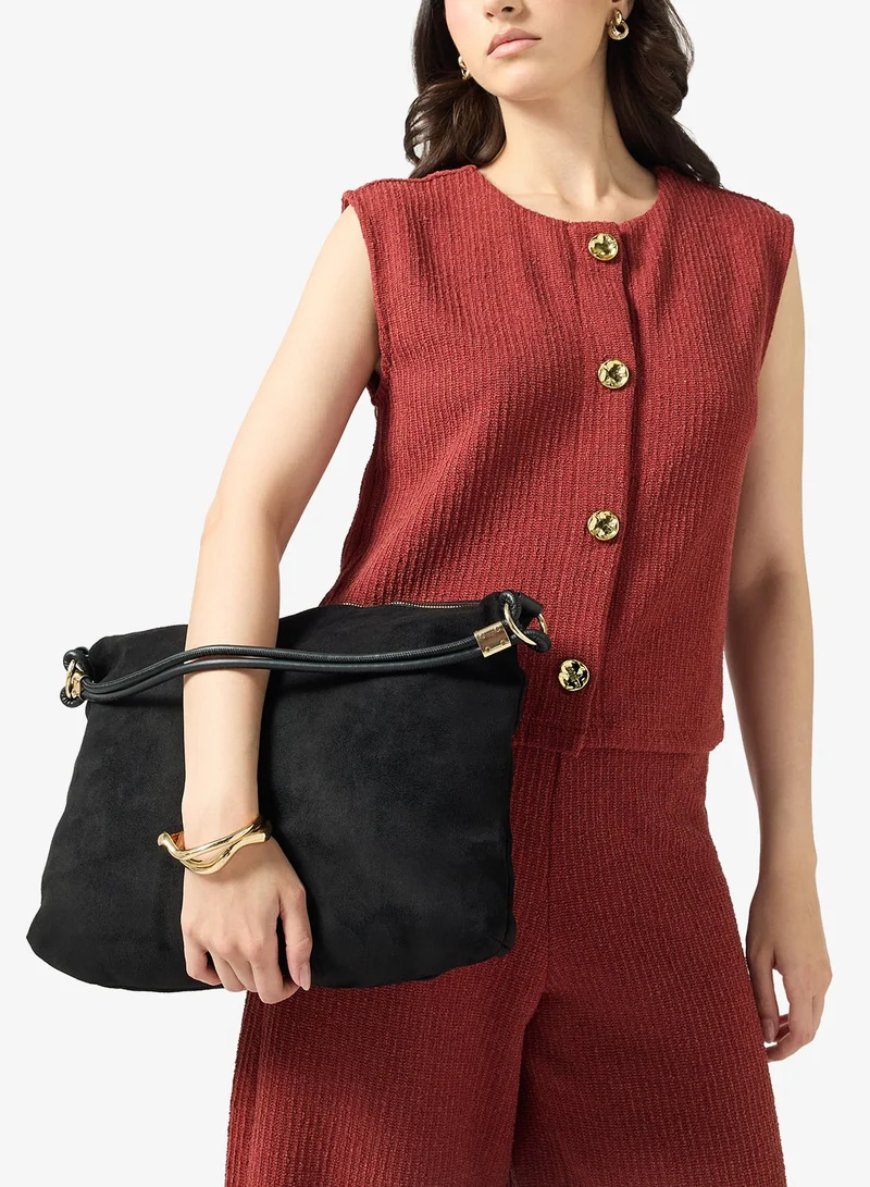 Ella Black Classic Suede Slouch Tote Bag for Women | Best Price UAE