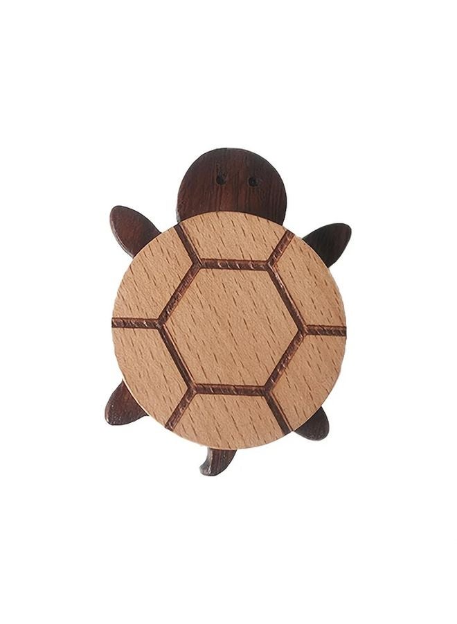 حامل الحائط سلحفاة الصدفة البيضاء، رف معاطف زخرفي، منظف تخزين، خشب طبيعي - Image 1