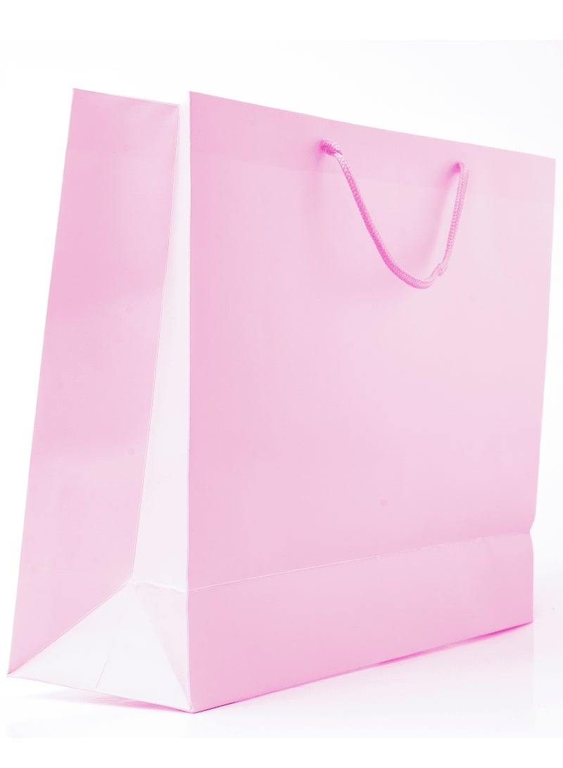 27x12x30cm Rope Handled Pink Plain Paper Bags - Versatile Eco-Friendly Shopping and Gift Bags 