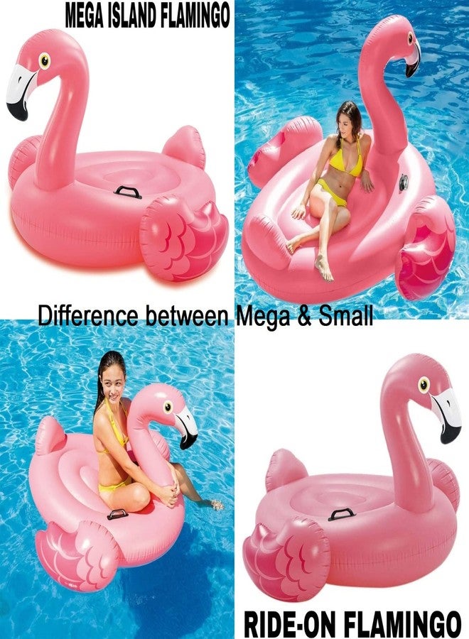 VWretails® Inflatable Flamingo Pink | Ride On | Mega Islands | Swimming Pool Float for Kids and Adults Age 3+ | River, Beaches Summer Fun Water Float (Ride ON (147 x 140 x 94) cm) - Image 4