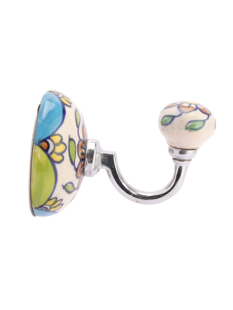 miah decor Handmade Ceramic Embossed Utility Wall Hooks White Color - Image 5