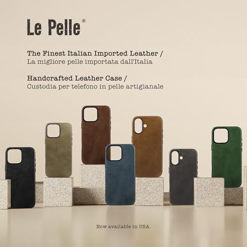 Le Pelle Handcrafted Premium Italian Leather Case for iPhone 16 Pro Max Compatible with Magsafe TwoTone Effect with Unique Patina Over Time Sand Dune - Image 3