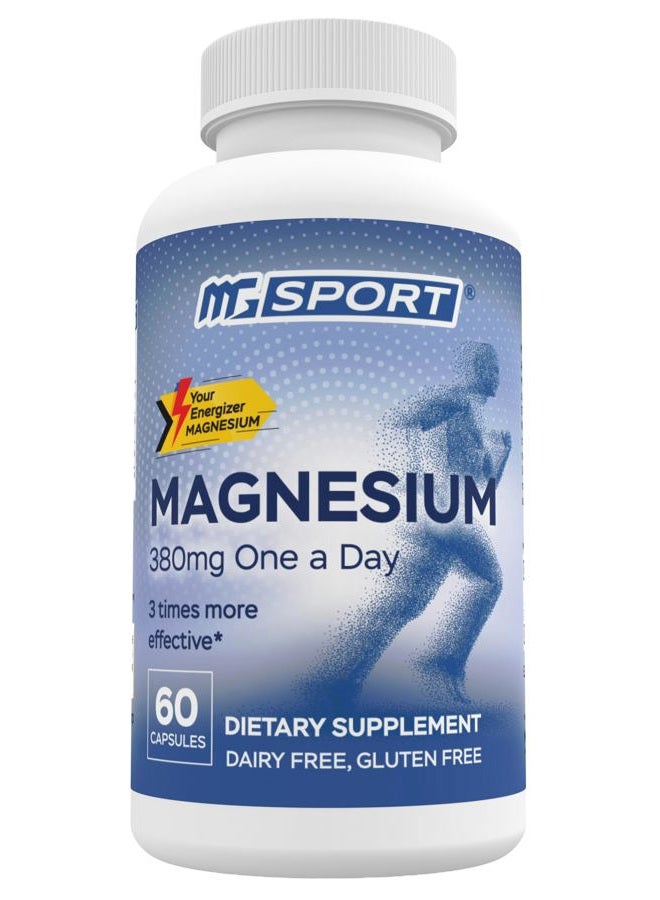 MgSport Magnesium Supplement Complex MGSPORT- High Absorption with Vitamins B6, D, E - Relieves Leg Cramps & Muscle Support - 60 Servings  - Image 1
