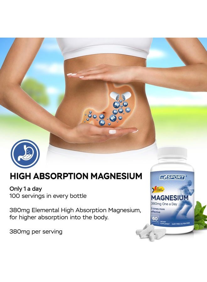 MgSport Magnesium Supplement Complex MGSPORT- High Absorption with Vitamins B6, D, E - Relieves Leg Cramps & Muscle Support - 60 Servings  - Image 2