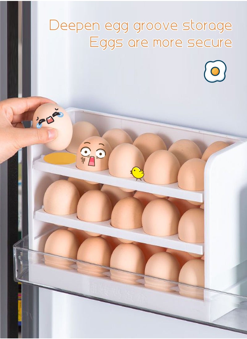 HomarKet - 3-Layers Egg Holder for Refrigerator, Egg Storage Box for Fridge, Egg Tray Container Plastic Egg Carton Reusable Egg Organizer for Refrigerator Door 30 Count Space Saver - Image 1