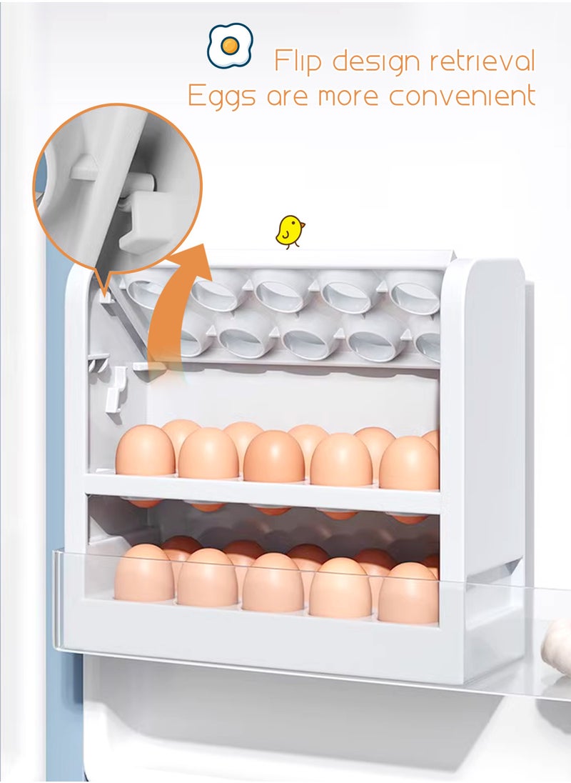 HomarKet - 3-Layers Egg Holder for Refrigerator, Egg Storage Box for Fridge, Egg Tray Container Plastic Egg Carton Reusable Egg Organizer for Refrigerator Door 30 Count Space Saver - Image 1