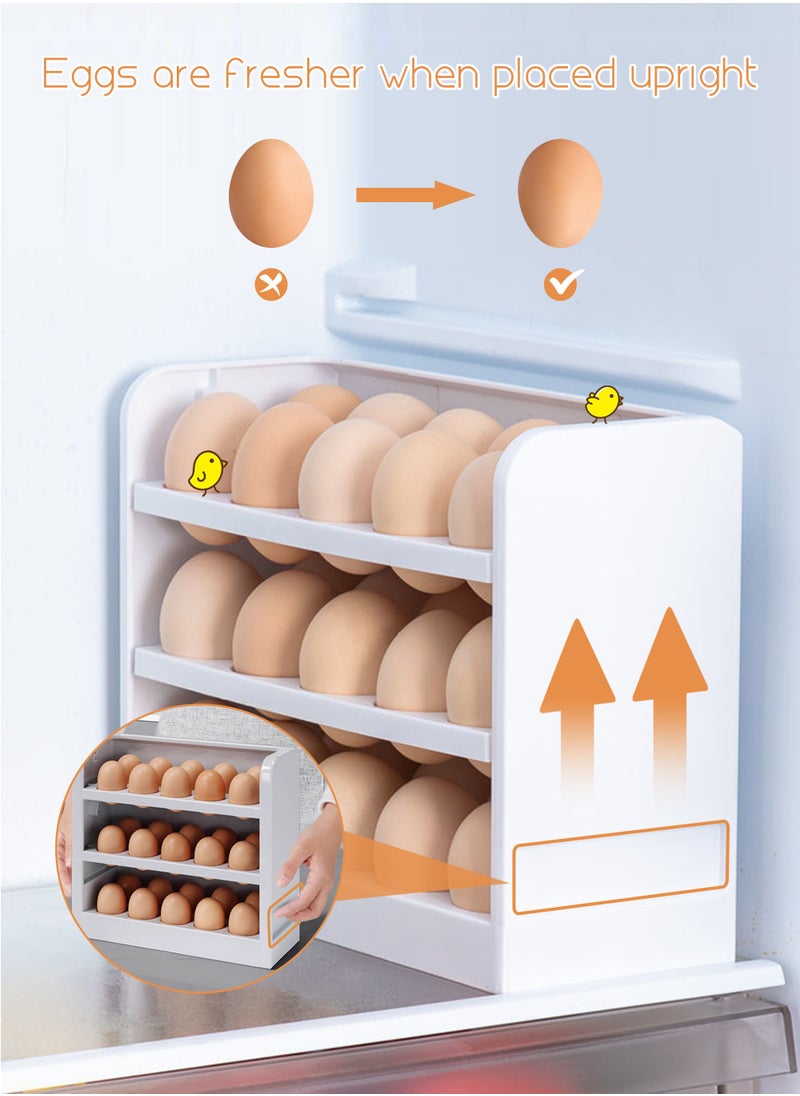HomarKet - 3-Layers Egg Holder for Refrigerator, Egg Storage Box for Fridge, Egg Tray Container Plastic Egg Carton Reusable Egg Organizer for Refrigerator Door 30 Count Space Saver - Image 1