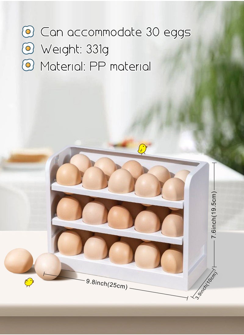 HomarKet - 3-Layers Egg Holder for Refrigerator, Egg Storage Box for Fridge, Egg Tray Container Plastic Egg Carton Reusable Egg Organizer for Refrigerator Door 30 Count Space Saver - Image 1