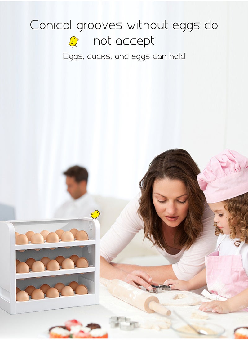 HomarKet - 3-Layers Egg Holder for Refrigerator, Egg Storage Box for Fridge, Egg Tray Container Plastic Egg Carton Reusable Egg Organizer for Refrigerator Door 30 Count Space Saver - Image 1